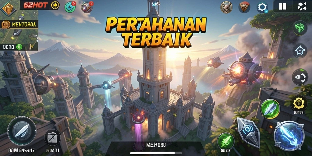 Tangkapan layar gameplay 62HOT yang menegangkan di Tower Defense.