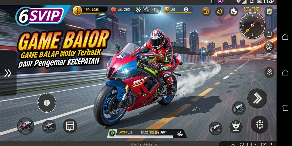 Tampilan gameplay intens dalam balap motor yang seru.