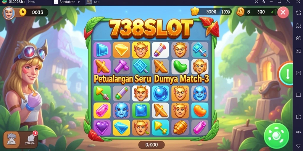 Tampilan gameplay Match-3 yang penuh warna dan menantang.