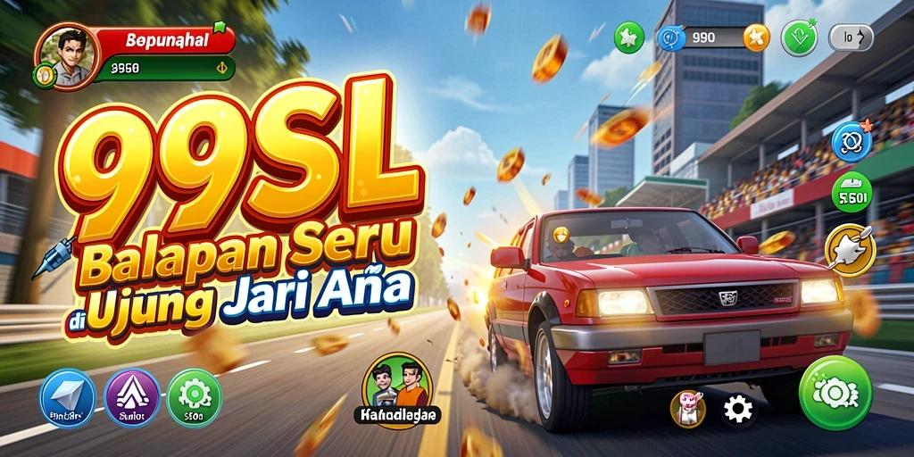 Tangkapan layar utama 99SL menampilkan balapan yang cepat dan seru.