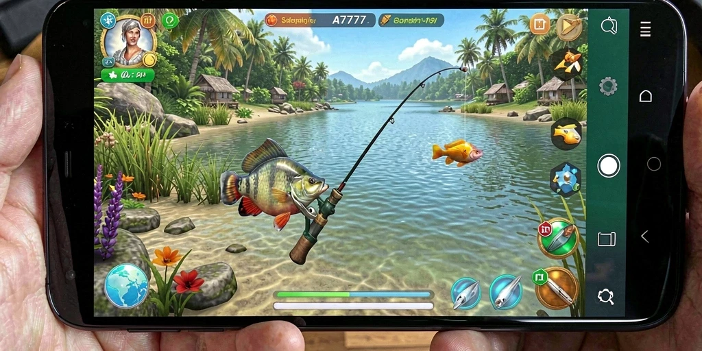 Tampilan gameplay A7777 dengan ikan yang beraneka ragam.