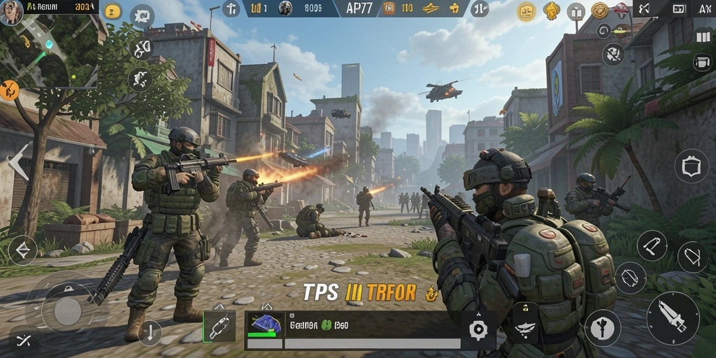 Tampilan gameplay seru dalam API77 dengan aksi TPS yang mendebarkan.