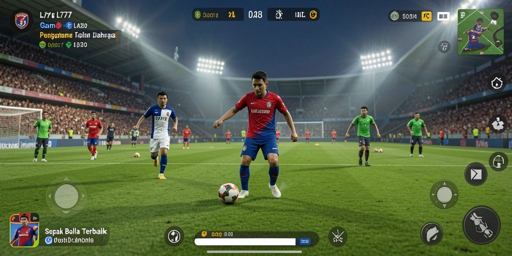 Screenshot L777 menampilkan aksi menegangkan dalam permainan sepak bola.