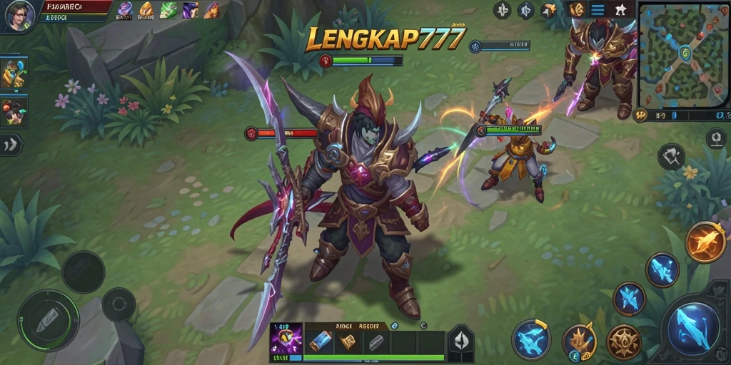 Screenshot utama yang menunjukkan aksi pertarungan di LENGKAP777.