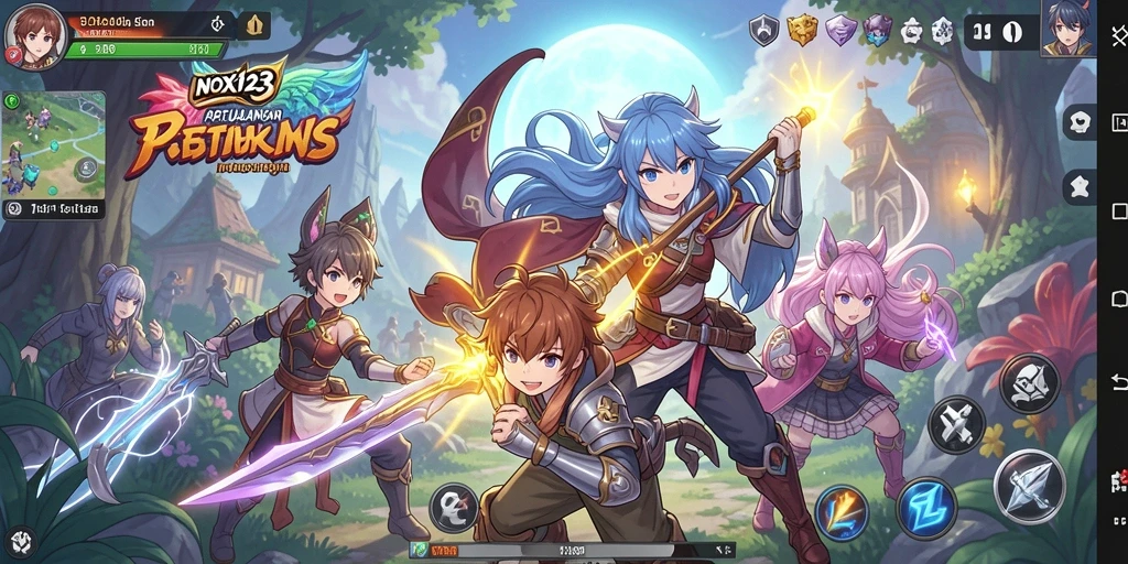 Tampilan gameplay menarik dari NOX123 dengan karakter Anime yang lucu.