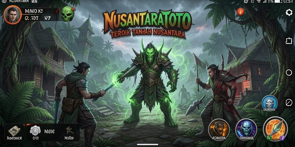 Screenshot gameplay seram di NUSANTARATOTO dengan suasana kelam.