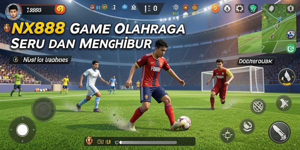 Tangkapan layar gameplay NX888 menunjukkan aksi seru di lapangan.