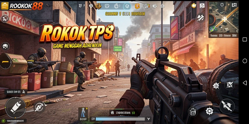 Screenshot gameplay ROKOK88 menampilkan aksi tembak-menembak yang mendebarkan.