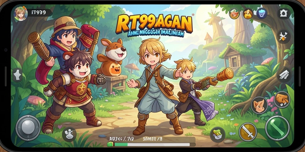 Screenshot RT99 menampilkan karakter Anime dalam aksi bertarung.