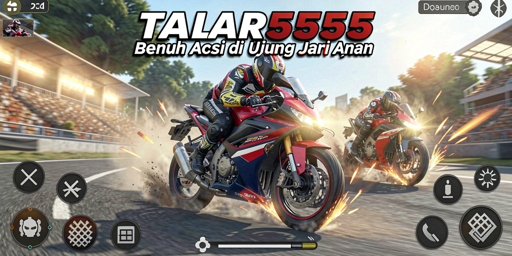 Gameplay TAR555 yang mendebarkan di trek balapan motor.