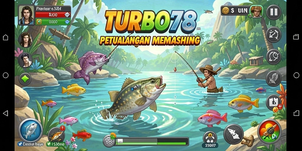 Screenshot TURBO78 menampilkan gameplay memancing yang memukau.