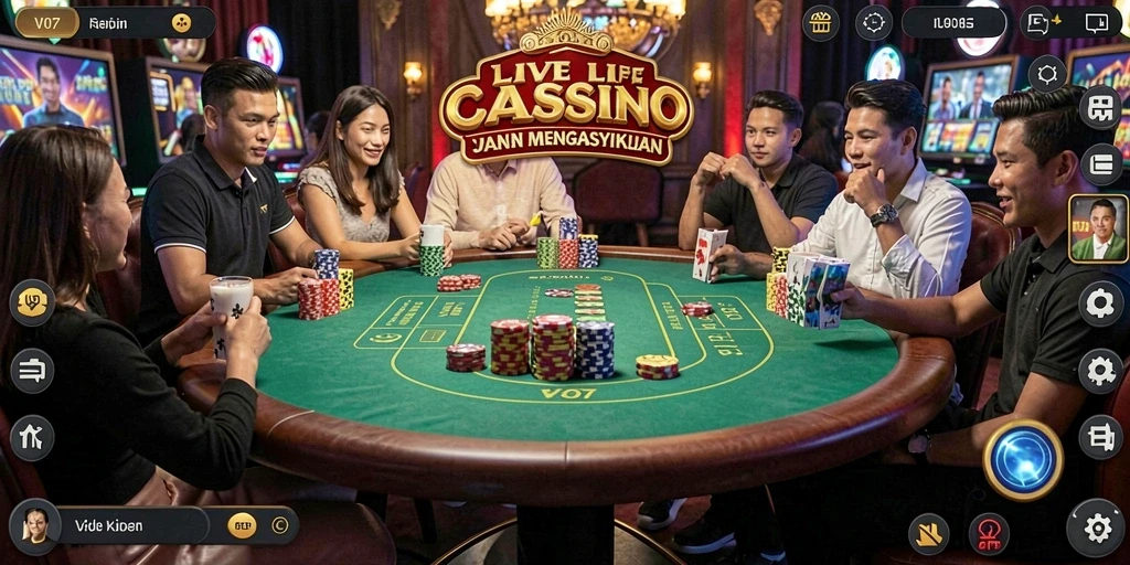Tampilan gameplay Live Casino yang menarik dan interaktif dari V07.
