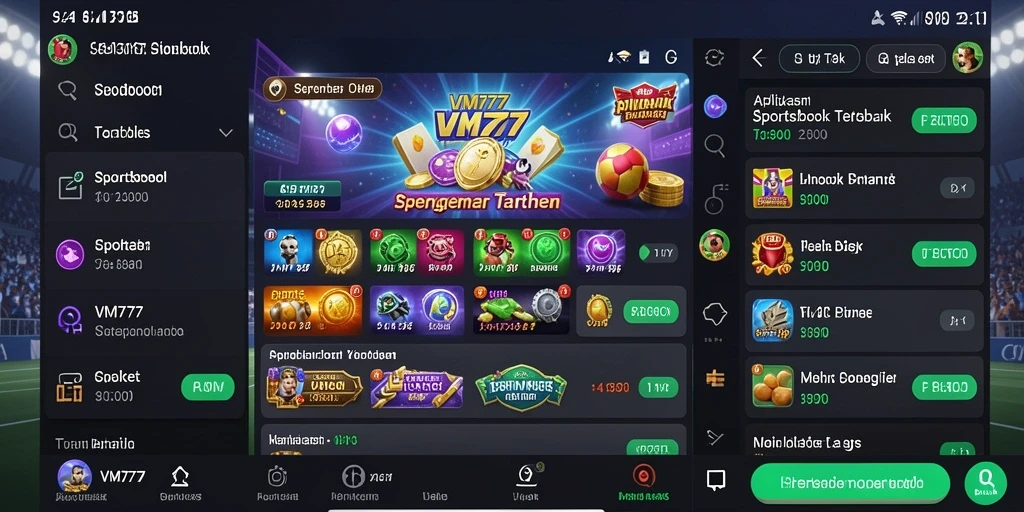 Tampilan interaktif gameplay sportsbook di VM777 yang memikat.