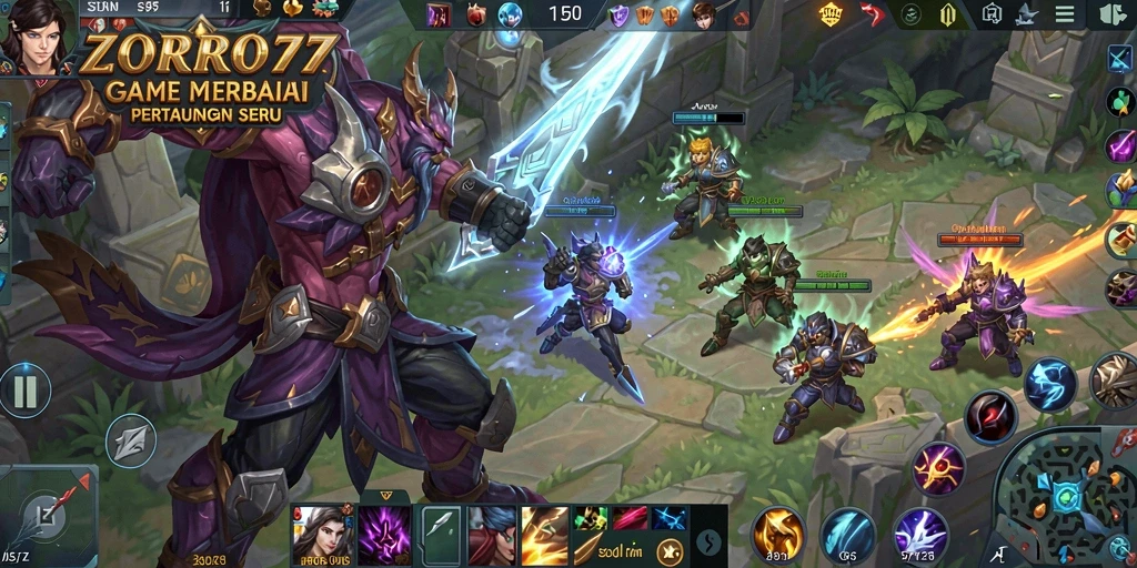 Tampilan gameplay seru dalam ZORO77 yang penuh aksi.